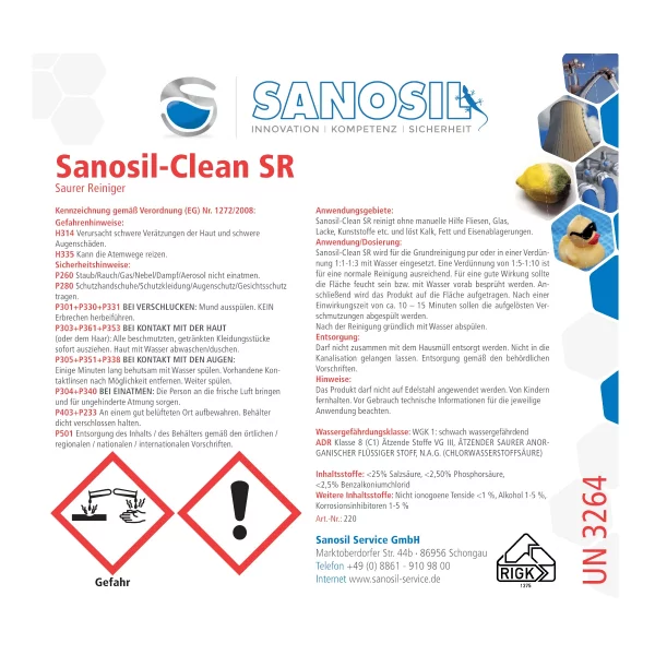 étiquette produits chimiques sanosil